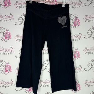 Bebe capri flare pants bling heart rhinestone Swarovski vintage Black Bottoms